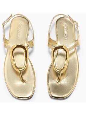 Women's Flat Sandals Comfortable Flip Flops Slide Buckle Gold Sandals For Summer